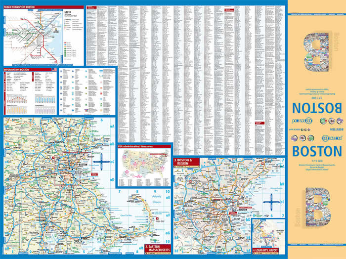 immagine di mappa di città mappa di città Boston - mappa della città plastificata, impermeabile, scrivibile e anti-strappo - dettagliata e facile da leggere, con trasporti pubblici, attrazioni e luoghi di interesse - nuova edizione