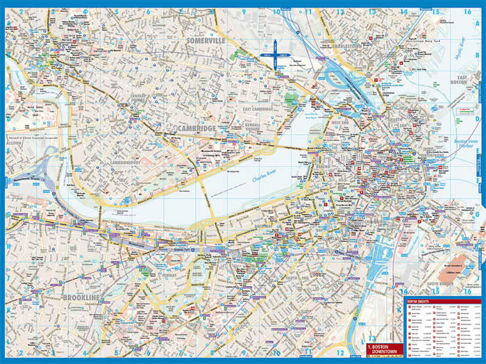 immagine di mappa di città mappa di città Boston - mappa della città plastificata, impermeabile, scrivibile e anti-strappo - dettagliata e facile da leggere, con trasporti pubblici, attrazioni e luoghi di interesse - nuova edizione