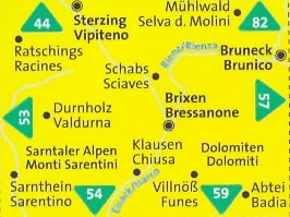 immagine di mappa topografica mappa topografica n.56 - Bressanone / Brixen, Val Pusteria, Badia, Funes, Sciaves, Valdurna, Racines, Chiusa, Sterzing/Vipiteno, Bruneck/Brunico, Monti Sarentini, Dolomiti - compatibile con sistemi GPS