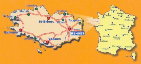 immagine di mappa stradale mappa stradale n. 512 - Bretagna / Bretagne / Brittany - con Rennes, St-Brieuc, Vannes, Dinan, St-Malo, Fougeres, Lorient, Quimper, Brest, Morlaix, Lannion - mappa stradale con stazioni di servizio e autovelox - nuova edizione