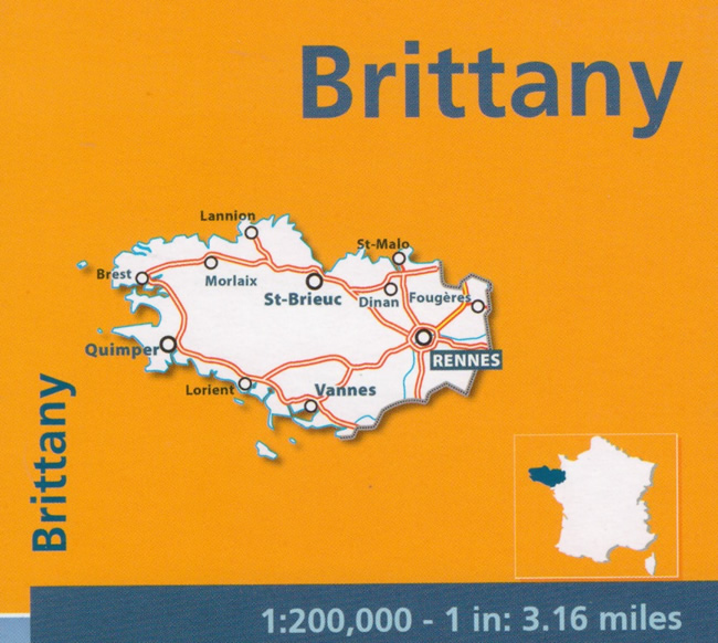 immagine di mappa stradale mappa stradale n. 512 - Bretagna / Bretagne / Brittany - con Rennes, St-Brieuc, Vannes, Dinan, St-Malo, Fougeres, Lorient, Quimper, Brest, Morlaix, Lannion - mappa stradale con stazioni di servizio e autovelox - nuova edizione