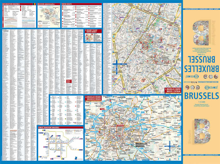 immagine di mappa di città mappa di città Bruxelles / Brussels - mappa della città plastificata, impermeabile, scrivibile e anti-strappo - dettagliata e facile da leggere, con trasporti pubblici, attrazioni e luoghi di interesse - nuova edizione