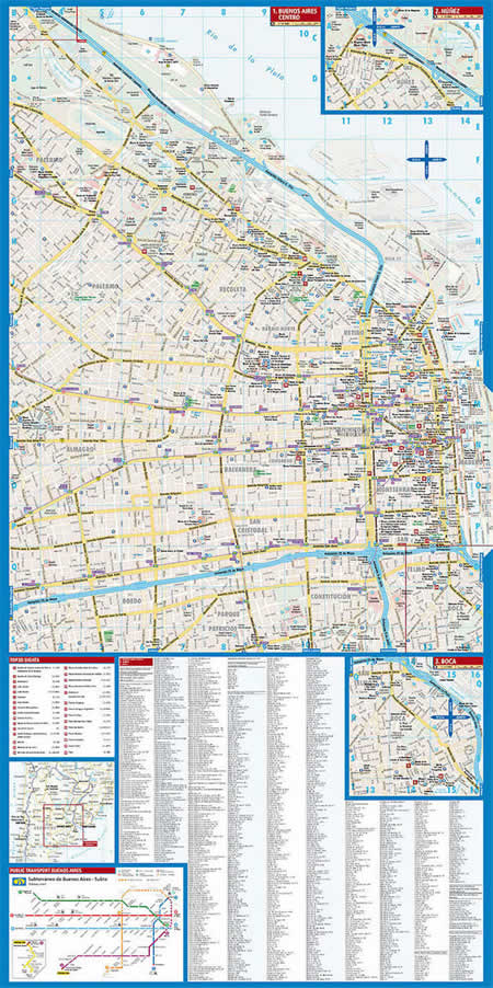 immagine di mappa di città mappa di città Buenos Aires - mappa della città plastificata, impermeabile, scrivibile e anti-strappo - dettagliata e facile da leggere, con trasporti pubblici, attrazioni e luoghi di interesse - nuova edizione