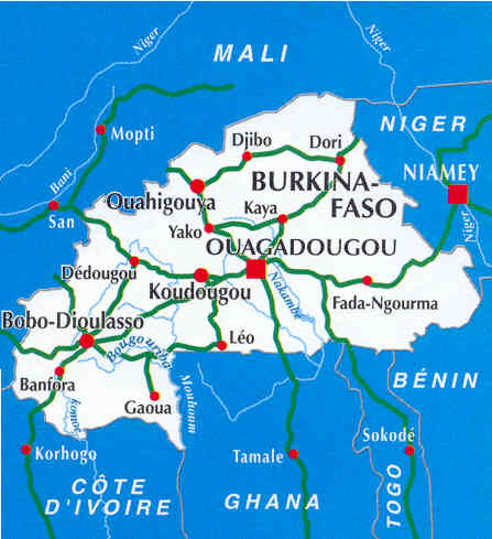 immagine di mappa stradale mappa stradale Burkina Faso