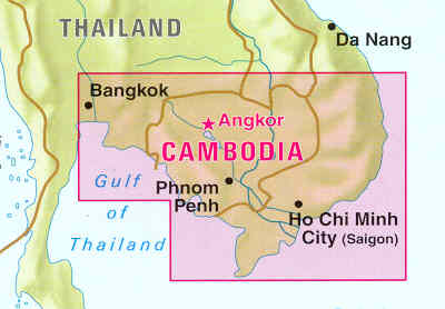 immagine di mappa stradale mappa stradale Cambogia / Cambodia e Angkor