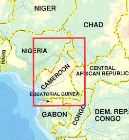 immagine di mappa stradale mappa stradale Cameroon/Camerun, Gabon e Bioko Island