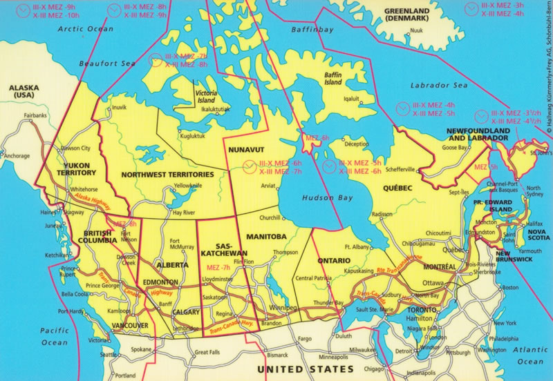 immagine di mappa stradale mappa stradale Canada - cartografia con una ricca simbologia stradale facile da consultare + parchi, riserve naturali e luoghi panoramici + tabella scorrevole per le distanze stradali - edizione 2023