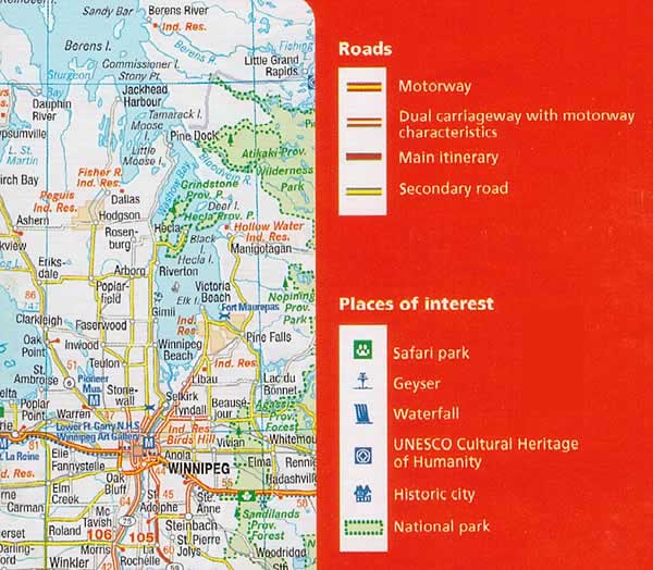 immagine di mappa stradale mappa stradale Canada - con Ottawa, Montreal, Toronto, Halifax, Vancouver - mappa stradale Michelin n.766