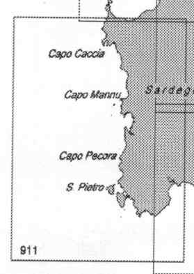 immagine di carta nautica carta nautica 911 INT 3304 - Da Capo Caccia a Capo S.Elia
