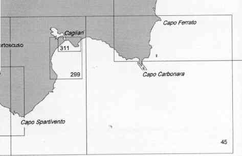 immagine di carta nautica carta nautica 45 - Da Capo Carbonara a Capo Spartivento