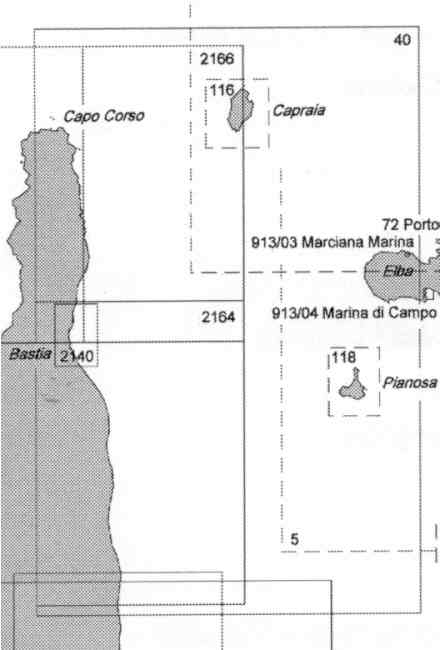 immagine di carta nautica carta nautica 40 - Da Capo Corse ad Alistro e all' Isola d' Elba