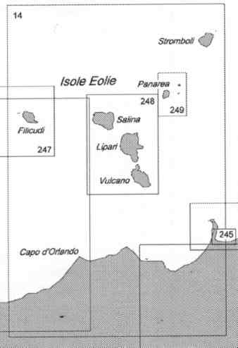 immagine di carta nautica carta nautica 14 - Da Capo Milazzo a Capo D' Orlando e Isole Eolie