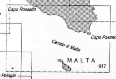 immagine di carta nautica carta nautica 917 - Da Capo Rossello ad Augusta e Isole Maltesi