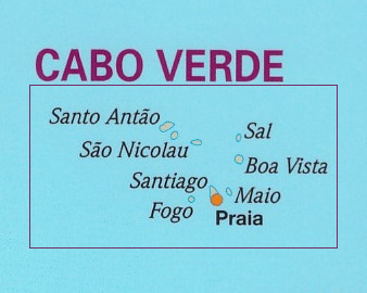 immagine di mappa stradale mappa stradale Capo Verde - con Santo Antão, São Vicente, São Nicolau, Ilha do Sal, Boa Vista, Maio, Santiago, Fogo - mappa impermeabile e antistrappo - edizione Dicembre 2022