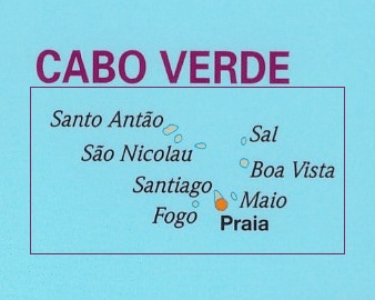 immagine di mappa stradale mappa stradale Capo Verde - con Santo Antão, São Vicente, São Nicolau, Ilha do Sal, Boa Vista, Maio, Santiago, Fogo - mappa impermeabile e antistrappo - nuova edizione