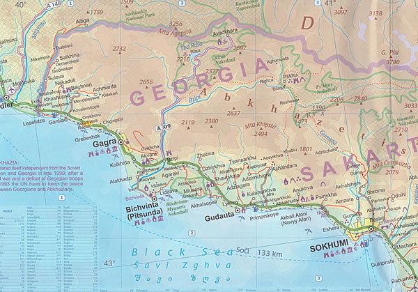 immagine di mappa stradale mappa stradale Caucaso / Kaukasus - con Armenia, Azerbaijan, Georgia - Tblisi, Baku, Yerevan - nuova edizione