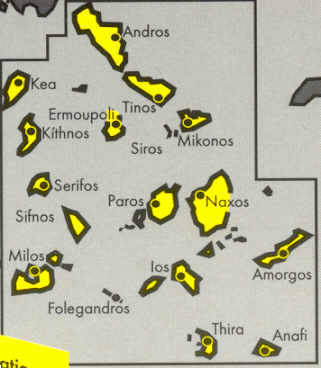 immagine di mappa stradale mappa stradale Cicladi - Cyclades