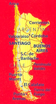 immagine di mappa stradale mappa stradale Cile, Argentina - con Santiago, Buenos Aires, Cordoba, Tierra del Fuego - n.788 - carta stradale - nuova edizione