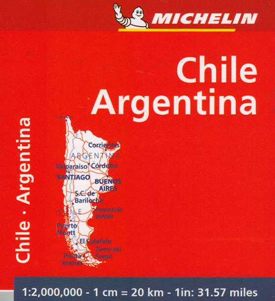 immagine di mappa stradale mappa stradale Cile/Chile, Argentina - con Santiago, Buenos Aires, Cordoba, Tierra del Fuego - mappa stradale Michelin n.788 - nuova edizione