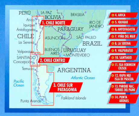 immagine di mappa stradale mappa stradale Cile / Chile - Plastificata / Laminated