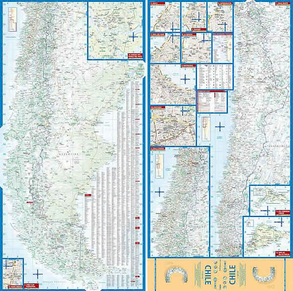 immagine di mappa stradale mappa stradale Cile / Chile - mappa stradale - plastificata, impermeabile, scrivibile e anti-strappo - dettagliata e facile da leggere, con attrazioni e luoghi di interesse - nuova edizione