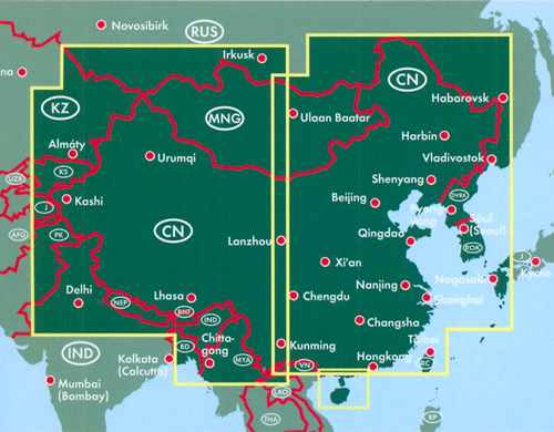 immagine di mappa stradale mappa stradale Cina, Mongolia, Taiwan - mappa stradale con cartografia facile da leggere, precisa ed aggiornata - con luoghi panoramici, parchi, riserve naturali, templi e siti archeologici - nuova edizione