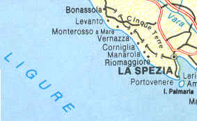 immagine di mappa topografica mappa topografica 527 - Cinque Terre, La Spezia, Bonassola, Monterosso, Levanto, Vernazza, Riomaggiore, Portovenere