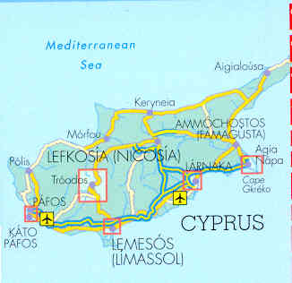 immagine di mappa stradale mappa stradale Cipro / Cyprus / Zypern  plastificata