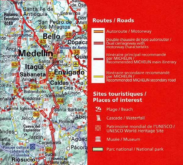 immagine di mappa stradale mappa stradale Colombia - con Bogotà, Medellin, Cùcuta, Pasto, Cali, Bucaramanga, Cartagena, Barranquilla, Villavicencio - mappa stradale Michelin n.806 - EDIZIONE Dicembre 2023