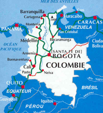 immagine di mappa stradale mappa stradale Colombia / Colombie