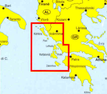 immagine di mappa stradale mappa stradale Corfù, Itaca, Paxos, Cefalonia, Zante, Lefkada - mappa escursionistica con strade, sentieri, spiagge e luoghi panoramici