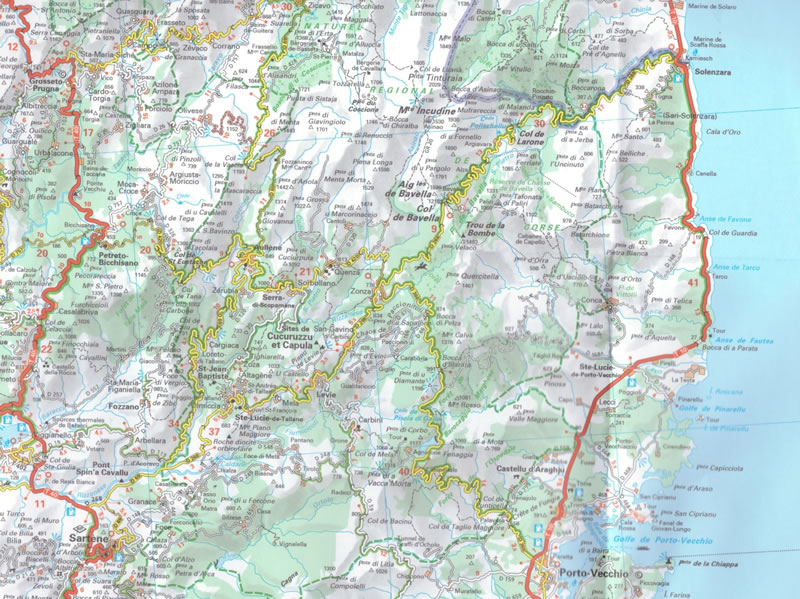 immagine di mappa stradale mappa stradale Corsica - con Ajaccio, Bastia, Calvi, Bonifacio, Corte, Sartène - mappa stradale Michelin n.528 - con spiagge, itinerari e luoghi panoramici - nuova edizione