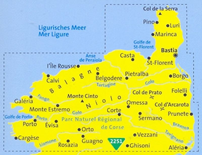 immagine di mappa topografica mappa topografica n.2250 - Corsica del Nord - set di 3 mappe escursionistiche con sentieri e GR20 per il trekking e MTB - compatibili con GPS - edizione 2019