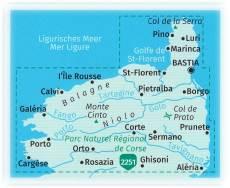 immagine di mappa topografica mappa topografica n.2250 - Corsica del Nord - set di 3 mappe escursionistiche con sentieri e GR20 per il trekking e MTB - compatibili con GPS - edizione 2022