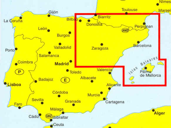 immagine di mappa stradale mappa stradale Costa Brava, Catalogna, Navarra, Aragona, Pirenei, Paesi Baschi
