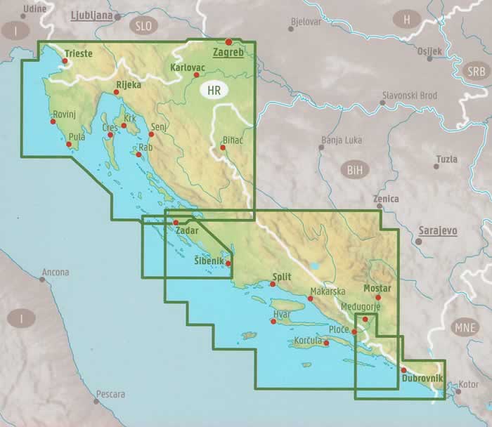 immagine di mappa stradale mappa stradale Costa della Croazia - con Istria, Dalmazia, Dubrovnik - EDIZIONE Luglio 2023