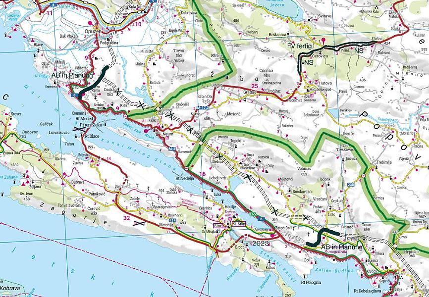 immagine di mappa stradale mappa stradale Costa della Croazia - con Istria, Dalmazia, Dubrovnik - mappa stradale ed escursionistica con spiagge, parchi naturali e strade panoramiche - nuova edizione Dicembre 2025