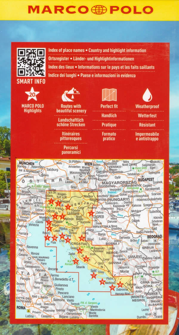 immagine di mappa stradale mappa stradale Costa della Croazia e Slovenia - con Istria, Dalmazia, Dubrovnik - mappa stradale ed escursionistica, impermeabile - con spiagge, strade e luoghi panoramici - EDIZIONE 2025