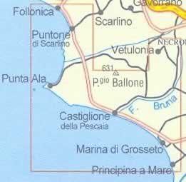 immagine di mappa topografica mappa topografica n.529 - Costa della Maremma - con Castiglione della Pescaia, Follonica, Marina di Grosseto, Punta Ala, Vetulonia, Puntone di Scarlino - nuova edizione