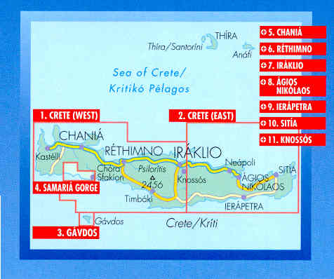 immagine di mappa stradale mappa stradale Creta  / Krìti  / Kreta / Crete plastificata