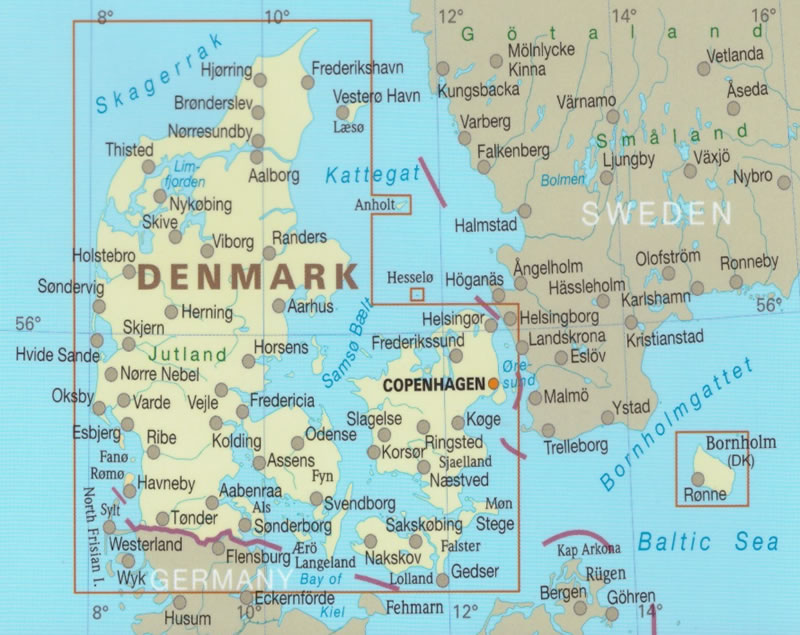 immagine di mappa stradale mappa stradale Danimarca / Denmark - con Copenaghen, Århus, Aalborg, Esbjerg, Odense - mappa impermeabile e anti-strappo - nuova edizione