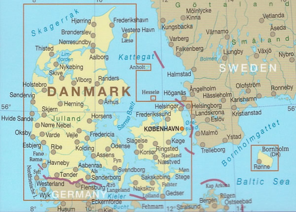 immagine di mappa stradale mappa stradale Danimarca / Denmark - con Copenaghen, Århus, Aalborg, Esbjerg, Odense - mappa impermeabile e anti-strappo - nuova edizione