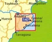 immagine di mappa stradale mappa stradale n.147 - dintorni di Barcellona e Costa Brava - con Barcellona, Tarrasa, Matarò, Lloret de Mar, Girona, Vic, Figueres, Andorra La Vella, Serra del Cadì