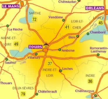 immagine di mappa stradale mappa stradale n.116 - dintorni di Tours e Valle della Loira (con Le Mans e Orleans)