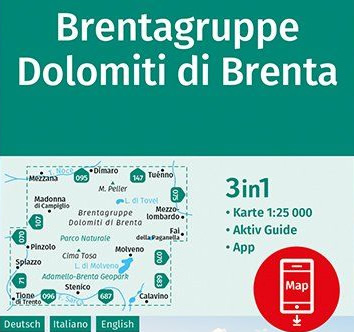 immagine di mappa topografica mappa topografica n.073 - Dolomiti di Brenta - Parco Naturale Adamello-Brenta, Cima Tosa, Pinzolo, Madonna di Campiglio, Lago di Tovel, Lago di Molveno, Mezzolombardo,  M. Peller, Mezzana, Tione di Trento - mappa plastificata, compatibile con GPS - nuova edizione