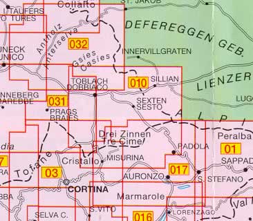 immagine di mappa topografica mappa topografica n.010 - Dolomiti di Sesto / Sextener Dolomiten - compatibile con GPS