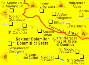 immagine di mappa topografica mappa topografica 58 - Dolomiti di Sesto / Sexter Dolomiten