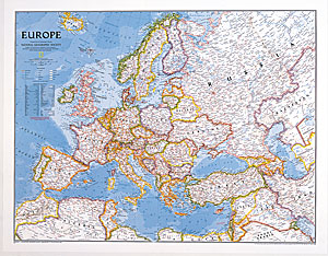 immagine di mappa murale mappa murale Europa Politica, Plastificata