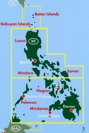 immagine di mappa stradale mappa stradale Filippine / Philippines - con Quezon City, Manila, Caloocan, Davao, Cebu, Zamboanga, Antipolo, Pasig, Taguig, Valenzuela
