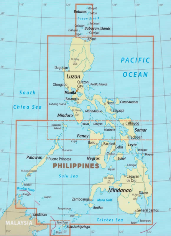 immagine di mappa stradale mappa stradale Filippine - con spiagge, percorsi panoramici, parchi e riserve naturali - Isole delle Filippine con Manila, Luzon, Palawan, Mindanao - mappa stradale, impermeabile e antistrappo - nuova edizione